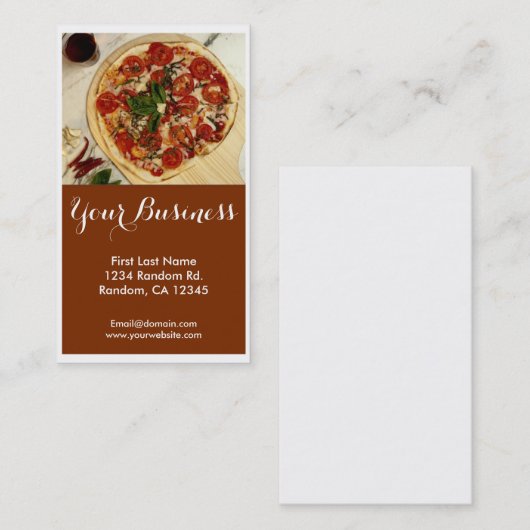 Elegante pizza aanpasbare visitekaartjes (Voorkant / Achterkant)