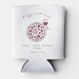 Elegante pizza en wijn verjaardag blikjeskoeler