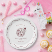 Elegante pizza en wijn verjaardag papieren bordje (Feest)