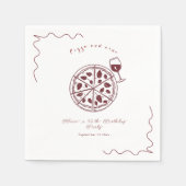 Elegante pizza en wijn verjaardag servet (Voorkant)