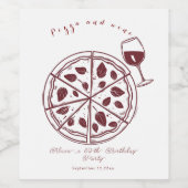 Elegante pizza en wijn verjaardag wijn etiket (Enkel label)