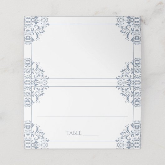 Elegante Place Card Tent Kaarten- Nadine (Dusty Bl Plaatskaartje (Buitenkant ongevouwen)