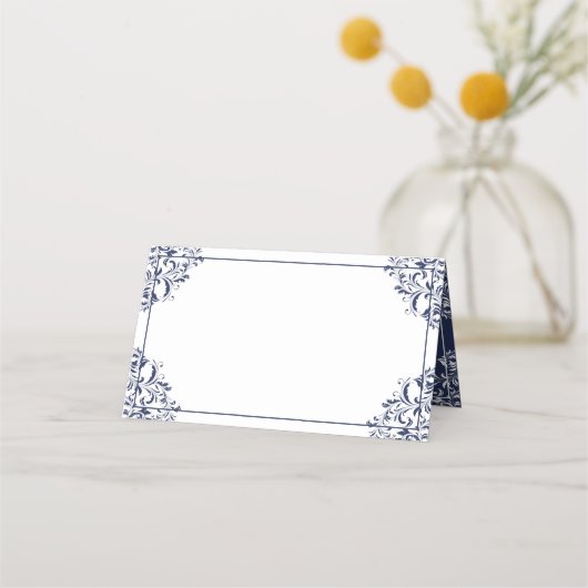 Elegante Place Card Tent Kaarten - Nadine (Navy Bl Plaatskaartje (Achterkant)