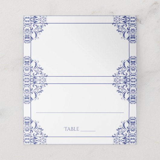 Elegante Place Card Tent Kaarten- Nadine (Royal Bl Plaatskaartje (Buitenkant ongevouwen)