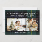 Elegante  Plaid 2 Foto Kerst Feestdagenkaart (Voorkant)