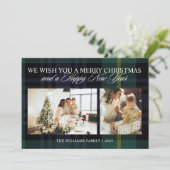 Elegante  Plaid 2 Foto Kerst Feestdagenkaart (Staand voorkant)