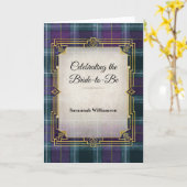 Elegante Plaid Art Deco Bruidsdouche Kaart (Gele Bloem)