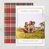 Elegante Plaid Familiefoto Kerstmis Feestdagenkaart (Voorkant / Achterkant)
