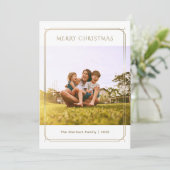 Elegante Plaid Familiefoto Kerstmis Feestdagenkaart (Staand voorkant)