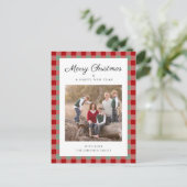 Elegante Plaid Foto Kerstmis Feestdagenkaart (Staand voorkant)