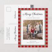 Elegante Plaid Foto Kerstmis Feestdagenkaart (Voorkant / Achterkant)