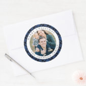 Elegante Plaid Foto Kerstmis Ronde Sticker (Envelop)