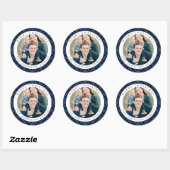 Elegante Plaid Foto Kerstmis Ronde Sticker (Vel)