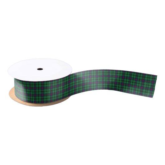 Elegante Plaid Green Rustic Tartan Satijnen Lint (Spoel)