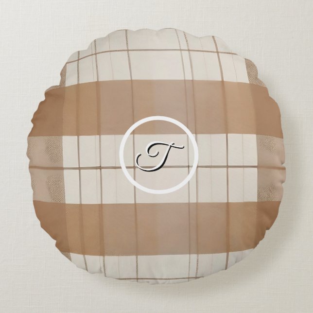 Elegante Plaid Herfst Thanksgiving Rond Kussen (Voorkant)