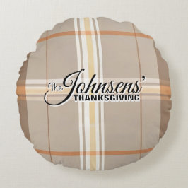 Elegante Plaid Herfst Thanksgiving Rond Kussen