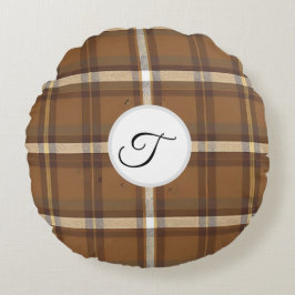 Elegante Plaid Herfst Thanksgiving Rond Kussen