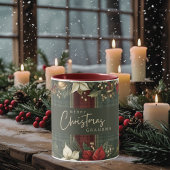 Elegante Plaid & Poinsettia Vrolijke Kerstnaam Mok