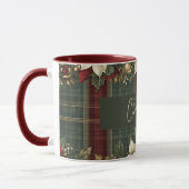 Elegante Plaid & Poinsettia Vrolijke Kerstnaam Mok (Links)