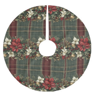 Elegante Plaid & Poinsettias Kerstvakantie Kerstboom Rok
