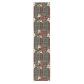Elegante Plaid Poinsettias kerstvakantie Korte Tafelloper (Voorkant)