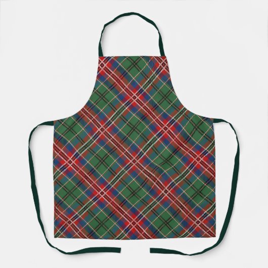 Elegante Plaid Rood Groen Rustieke Tartan Schort (Voorkant)