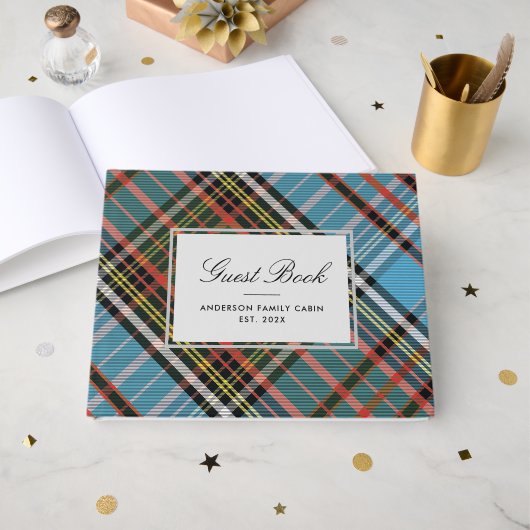 Elegante Plaid Rustieke Familie Cabin Tartan Gastenboek (Voorkant open)