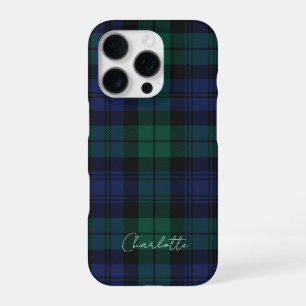 Elegante Plaid Script Groene Tartan iPhone 16 Pro Hoesje