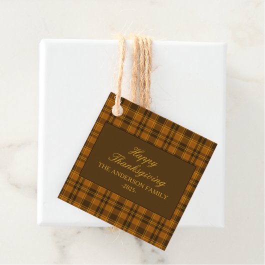 Elegante Plaid Thanksgiving Klassieke Aangepaste F Bedankjes Labels (In situ)