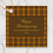 Elegante Plaid Thanksgiving Klassieke Aangepaste F Bedankjes Labels (Voorkant)