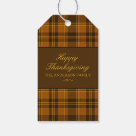 Elegante Plaid Thanksgiving Klassieker Vintage Aan Cadeaulabel