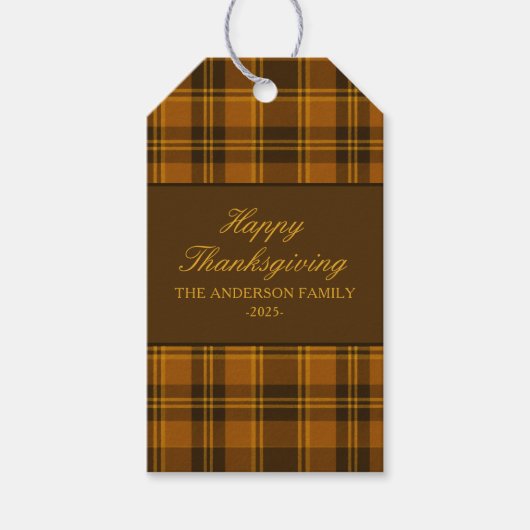 Elegante Plaid Thanksgiving Klassieker Vintage Aan Cadeaulabel (Voorkant)
