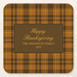 Elegante Plaid Thanksgiving Klassieker Vintage Aan Kartonnen Onderzetters