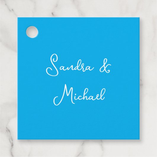 Elegante Plain Azure Blauw Gepersonaliseerde Custo Bedankjes Labels (Voorkant)