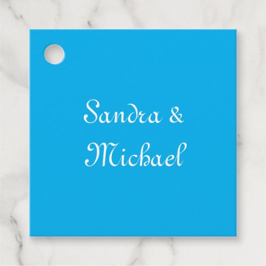 Elegante Plain Azure Blauw Gepersonaliseerde Custo Bedankjes Labels (Voorkant)