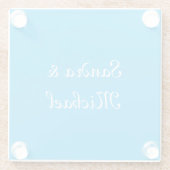 Elegante Plain Azure Blauw Gepersonaliseerde Custo Glazen Onderzetter (Achterkant)