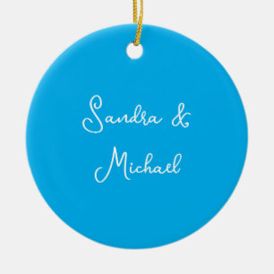 Elegante Plain Azure Blauw Gepersonaliseerde Custo Keramisch Ornament