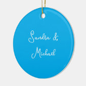 Elegante Plain Azure Blauw Gepersonaliseerde Custo Keramisch Ornament (Links)