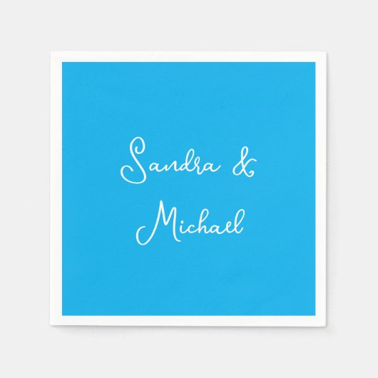 Elegante Plain Azure Blauw Gepersonaliseerde Custo Servet (Voorkant)