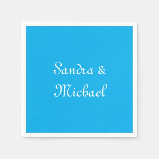 Elegante Plain Azure Blauw Gepersonaliseerde Custo Servet (Voorkant)