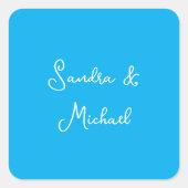 Elegante Plain Azure Blauw Gepersonaliseerde Custo Vierkante Sticker (Voorkant)