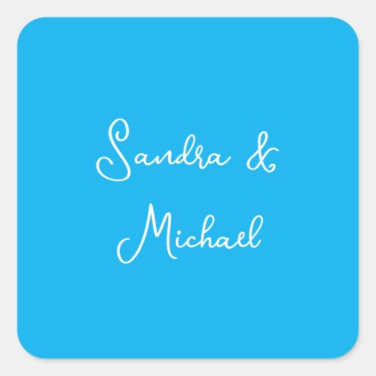 Elegante Plain Azure Blauw Gepersonaliseerde Custo Vierkante Sticker (Voorkant)