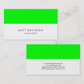 Elegante Plain Green White Stripes Professional Visitekaartje (Voorkant / Achterkant)