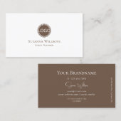 Elegante Plain White Coffee Brown met Logo Stijlvo Visitekaartje (Voorkant / Achterkant)