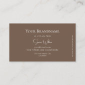 Elegante Plain White Coffee Brown met Logo Stijlvo Visitekaartje (Achterkant)
