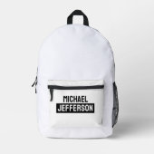 Elegante Plain Zwart Wit Gepersonaliseerde Custom Bedrukte Rugzak (Voorkant)