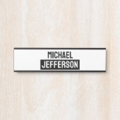 Elegante Plain Zwart Wit Gepersonaliseerde Custom Deurbordje (Voorkant)