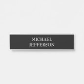 Elegante Plain Zwart Wit Gepersonaliseerde Custom Deurbordje (Voorkant)