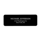 Elegante Plain Zwart Wit Gepersonaliseerde Custom Etiket (Voorkant)