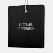 Elegante Plain Zwart Wit Gepersonaliseerde Custom Keramisch Ornament (Links)